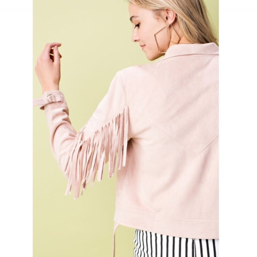 WHOLESALE BULK Fringe Suede Jacket Blush NWT K5 - Picture 6 of 8